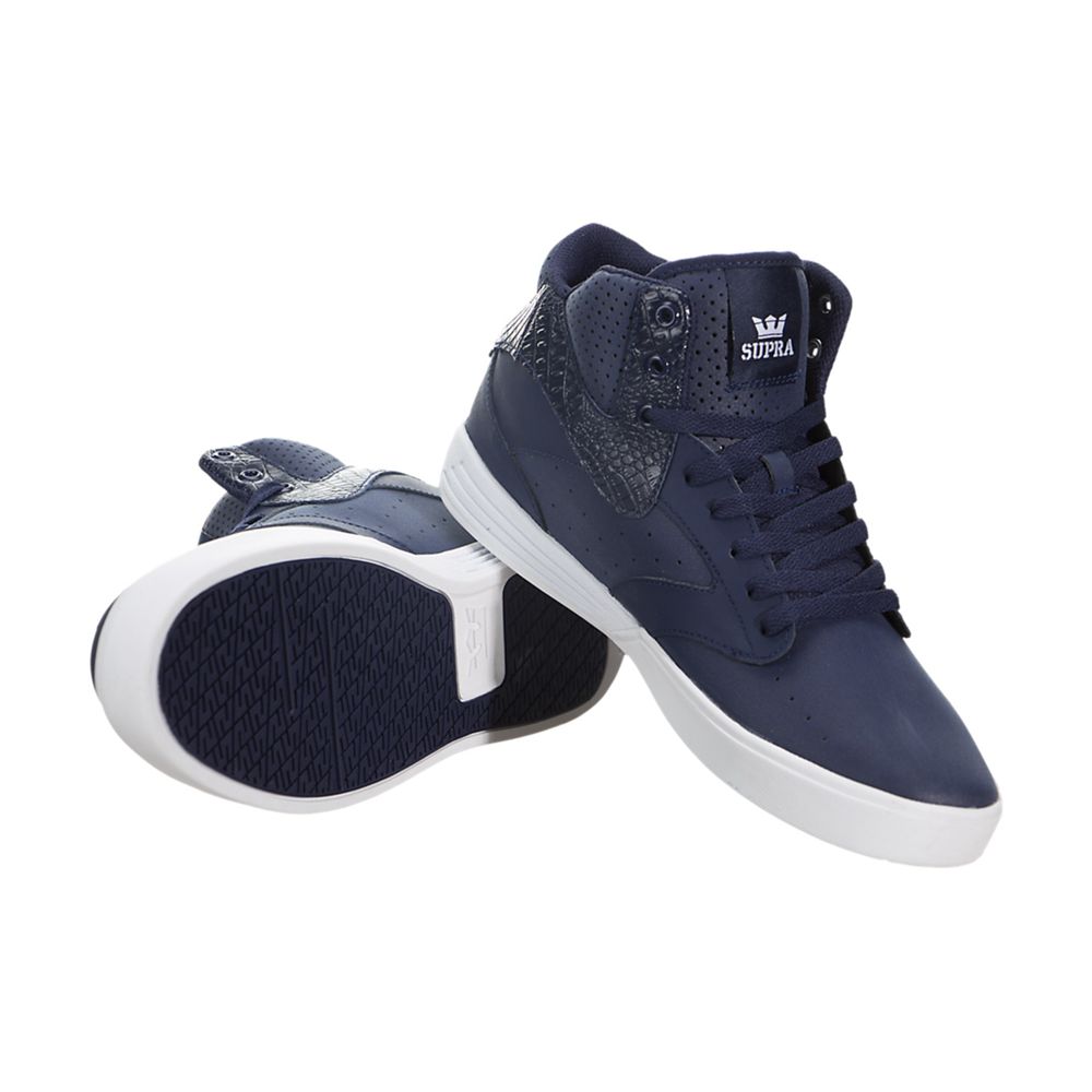 Chaussures de Skate Supra Khan Bleu Marine Navy/White Homme | LED-94980096